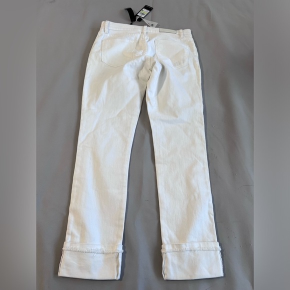 Karl Lagerfeld White Brand New Jeans Size 4 Side Fringe bottom hem Women’s - Picture 9 of 10